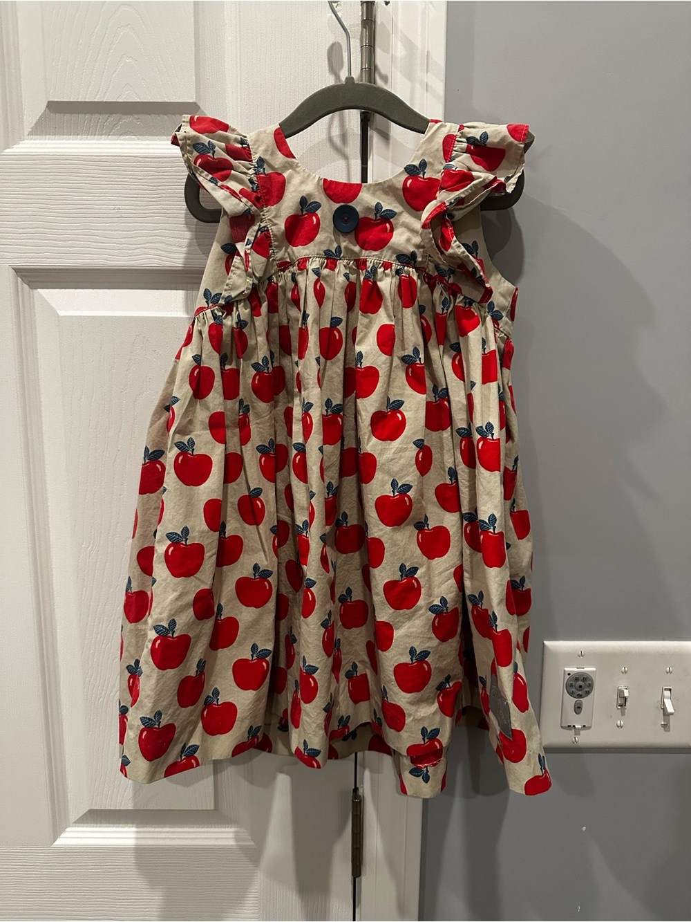Eleanor Rose Red Apple Print Ruffle Sleeve Dress